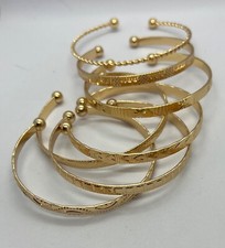 Gold Plated Bangle Cuff Bracelets Stackable Set of 7 Fashion Accessories Trendy