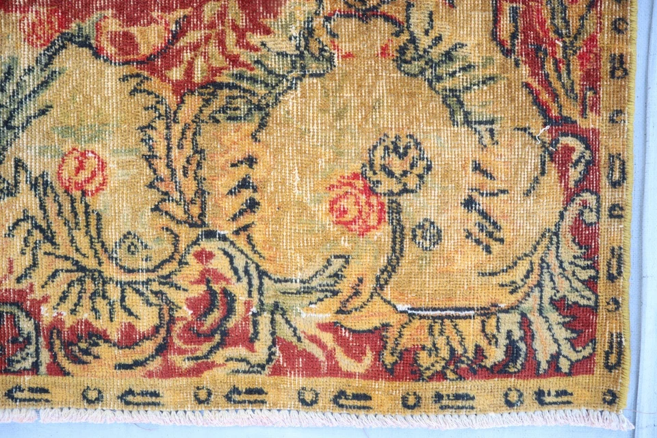 5'7x8'3 ft Caucasian Antique Rug- Red Gold Afghan Floral Rug- Handmade Wool Rugs - Image 4 of 4