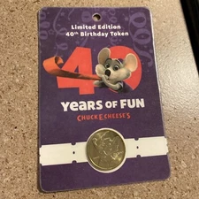 Chuck E Cheese Collectors Coin Limited Edition 40th Birthday Token
