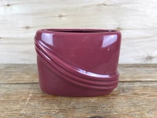 Art Deco Vintage Vase Artmark Revival 80s Small Ceramic Taiwan 6" Dark Pink