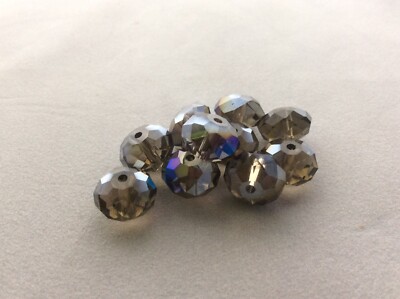 10 x transparente hellgrüne facettierte Rondelle & 3rd Party Ab Glanz 8mm(h)x10mm(b)