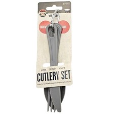Camping Cutlery Utensil Set Carabiner Knife Fork Spoon Durable Reusable Hiking