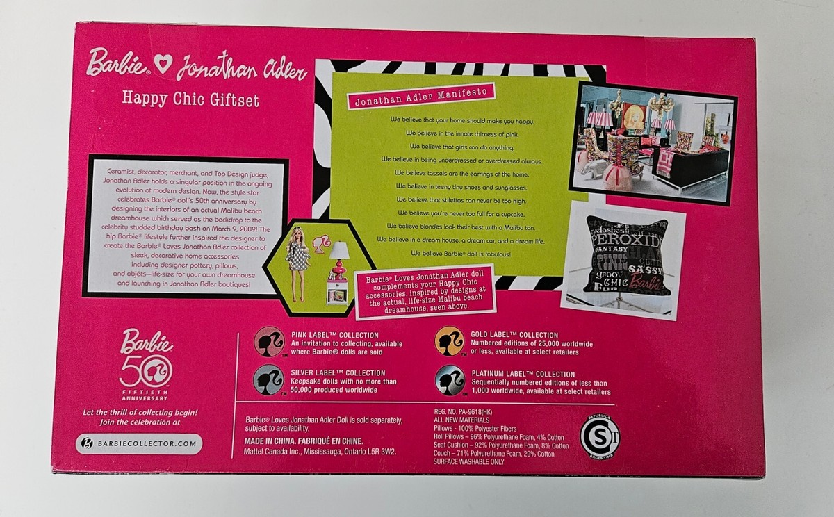 NEW Collector Barbie Loves Jonathan Adler Happy Chic Giftset
