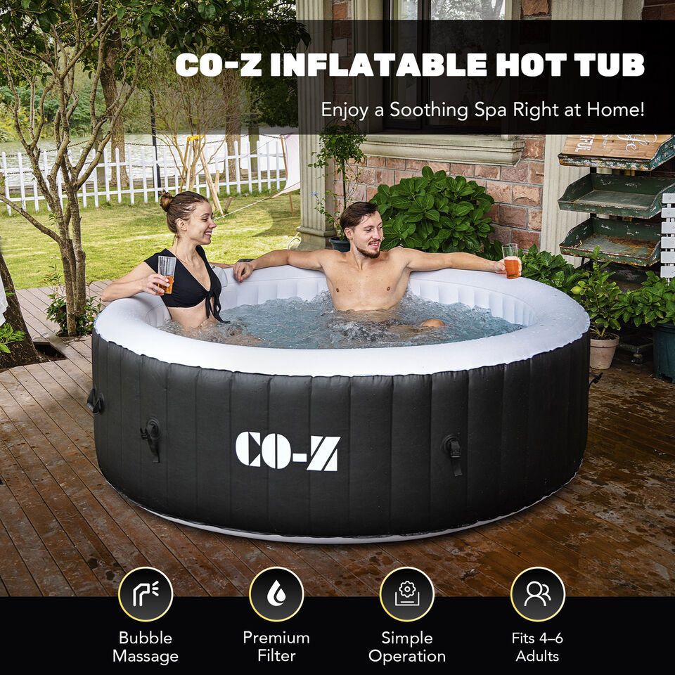 6 Person 7ft Blow Up Hot Tub Outdoor Bathtub and Pool with Massage Jets