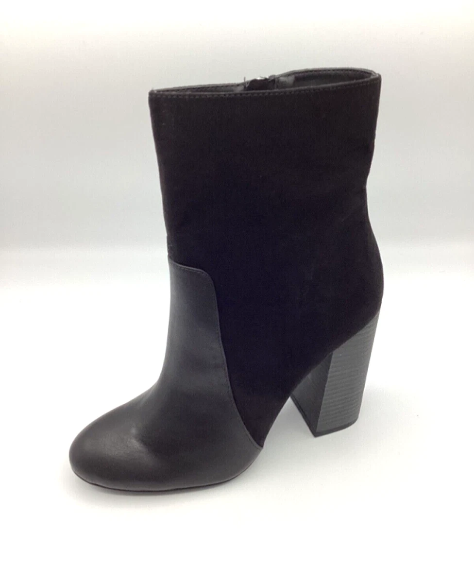 Anne Michelle Negro Imitación Cuero Tacón Alto Invierno Zapatos Botines Talla 5 Nuevo