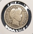 1916 BARBER DIME -- Very Good (VG)
