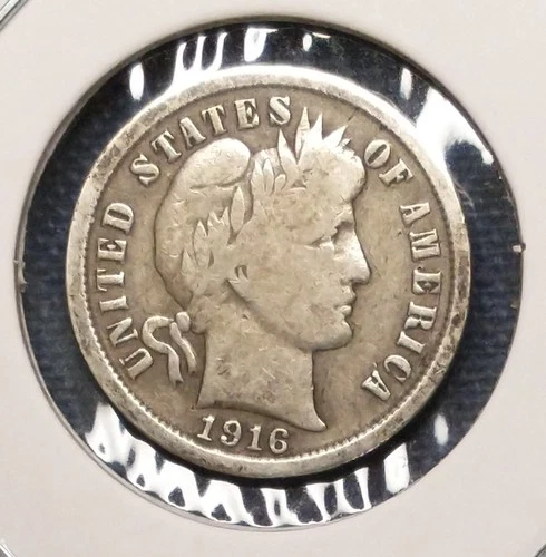 1916 BARBER DIME -- Very Good (VG)