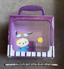 Vintage Sanrio Pochacco purple and plastic storage box Bendy Pencil 90s