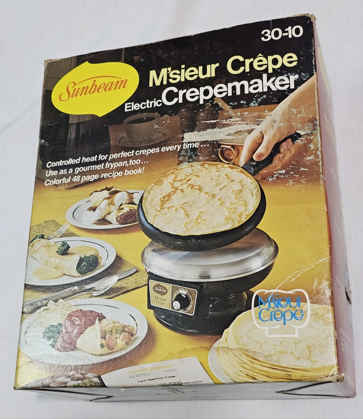 Vintage 1976 Sunbeam Model 30-10 M'Sieur Electric Crepe Maker New in Opened Box