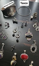 Sterling Silver Jewelry Lot Vintage New Gemstones Mexico TAXCO Resell Lot 317.5g