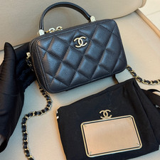 Chanel Black Gold Mini Camera Bag Chain Shoulder Crossbody Bag Women