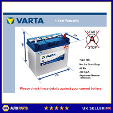 Battery fits NISSAN GT-R R35 3.8 2007 on Varta 154 330A 45Ah 4Yr Warranty New