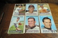 6) 1967 Topps Washington Senators baseball cards #27 #71 #115 #291 #349 #387