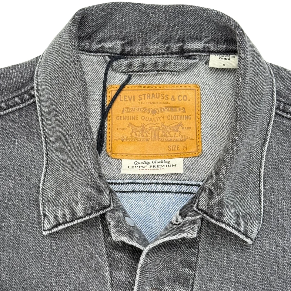Chaqueta de Camionero Levi’s Premium Denim Para Hombre Talla M Gris/Azul Colorblock Foto 2 de 4