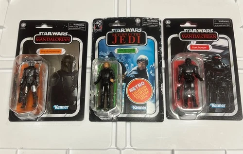 STAR WARS Dark Trooper VINTAGE COLLECTION + Mandalorian + Luke Jedi Retro  Set 3