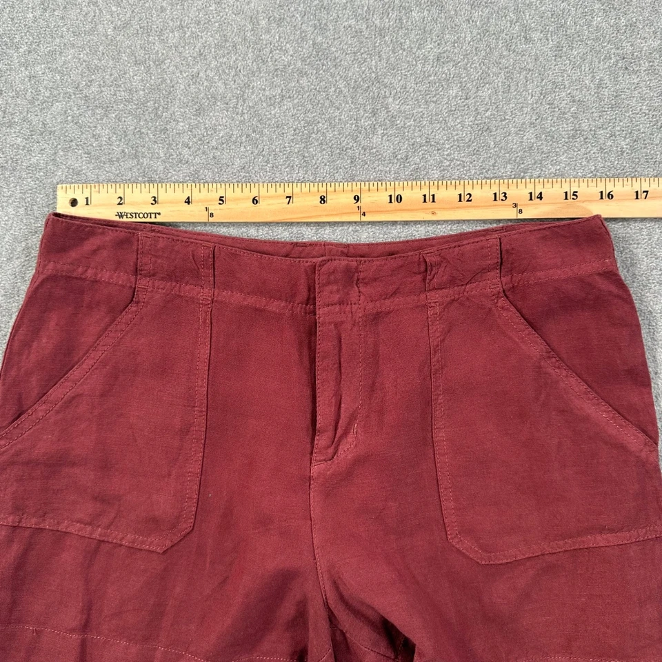 Sanctuary Linen Blend Burgundy Cargo Shorts Women's 28 Flat Front Pockets 3" Ins - Image 3 of 4