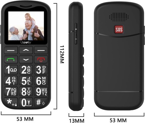 Uleway G190 Black Dual Sim Unlocked 1.77"Big BUTTON,SOS Keys Senior Mobile Phone - 第 3/9 張圖片