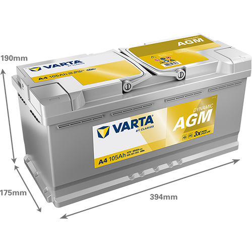 VARTA A4 VRLA AGM Battery 12V 105AH 950EN Fits MERCEDES-BENZ