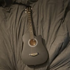 Black 6-String Dreadnought Acoustic Guitar, Right-Handed, Wood Body/Neck