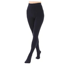  Women's Opaque Fleece Lined Tights, Thermal Tights Large Navy Blue