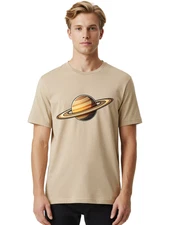 Saturn-Planet Mens Graphic Tee, 100% Cotton, Casual Summer Wear