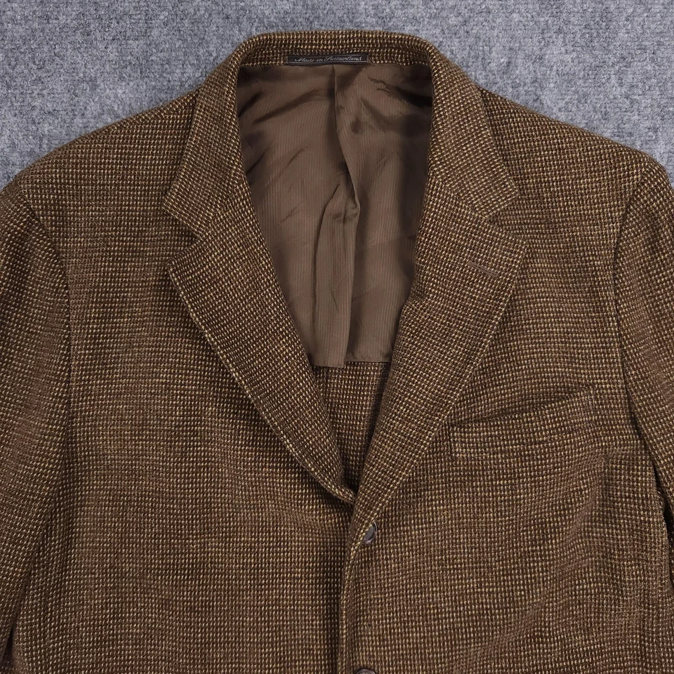 Blazer Ermenegildo Zegna Suave Para Hombres Marrón Mezcla de Lana Abrigo Deportivo Bolsillos con Botones Foto 3 de 4