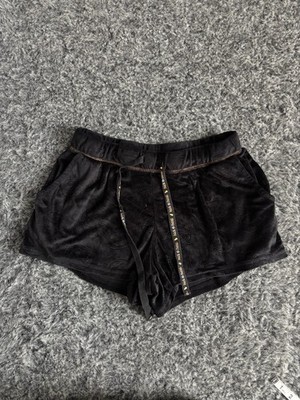 Trick or Treat Sleep Women s Black Velvet Jack-o'-lantern Shorts Drawstring S