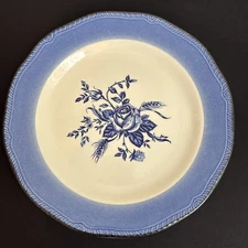 Wood & Sons Colonial Rose Blue and White 1  Dinner Plate fine tableware England 