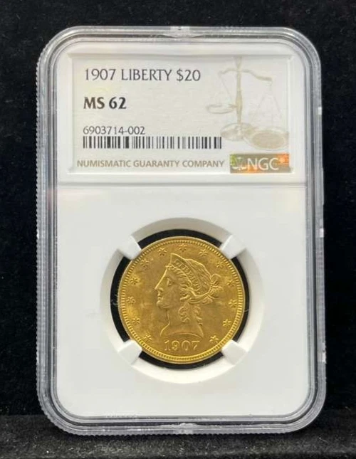 MS 62 Graded 1907 Year Eagle $10 US Gold Coins (Pre - 1933) for