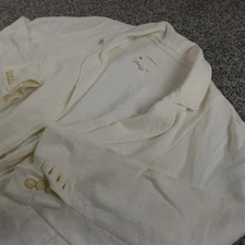 Anthropologie Blazer Womens 12 White Linen Long Lightweight Jacket Cardigan Coat
