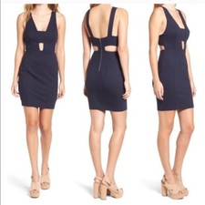 ASTR the Label Sleeveless Cut Out Detail Bodycon Mini Dress Navy Blue Medium