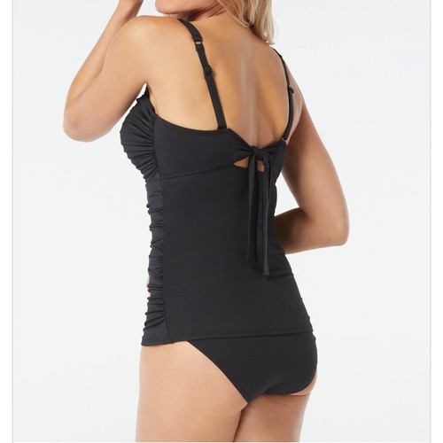 Coco Reef Ruched Sweetheart Tankini Top Bra Sized Swimwear Black 40DD - Picture 3 of 8