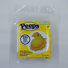 Peeps Perler Fused Bead Kit Chick 225 Beads 1 Peg Board Ironing Paper