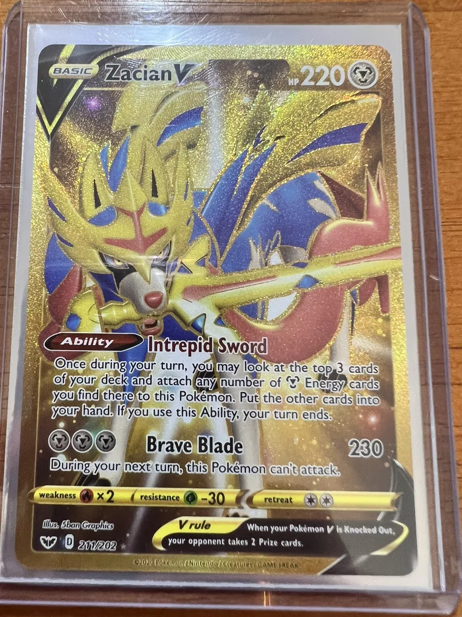 Zacian V 211/202 Sword & Shield Gold Secret Rare Holo Pokemon Card