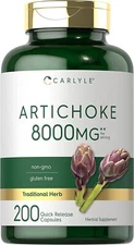 Artichoke Extract 8000mg | 200 Capsules | Non-GMO & Gluten Free | by Carlyle