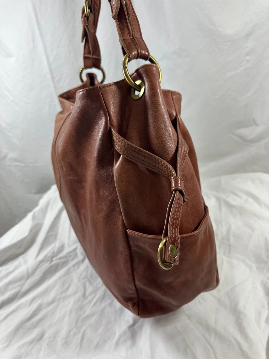 Genuine large vintage tan leather shoulder bag purse from TANO eBay