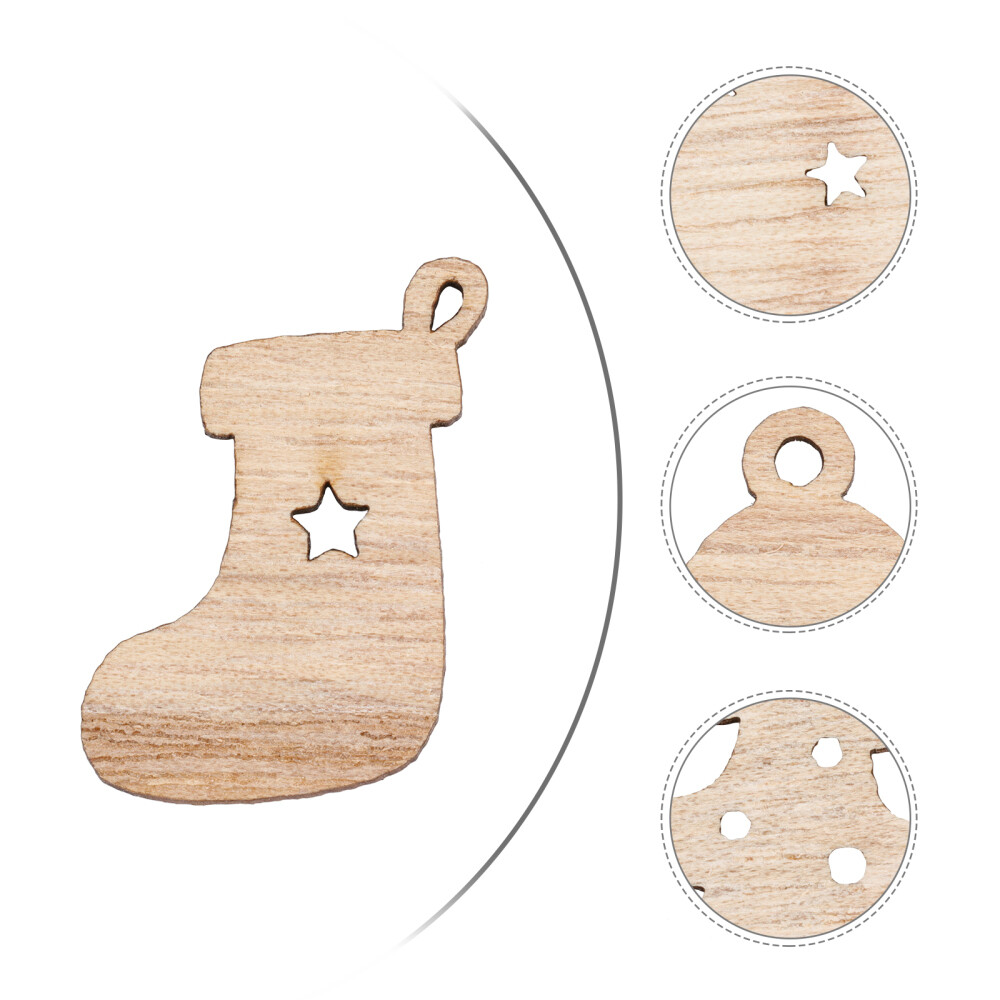 100 Pcs Christmas Hanging Ornaments Decorations Wood Chips Tree