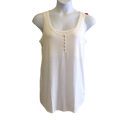 Isabel Maternity XL Nursing Henley Maternity Tank Top White