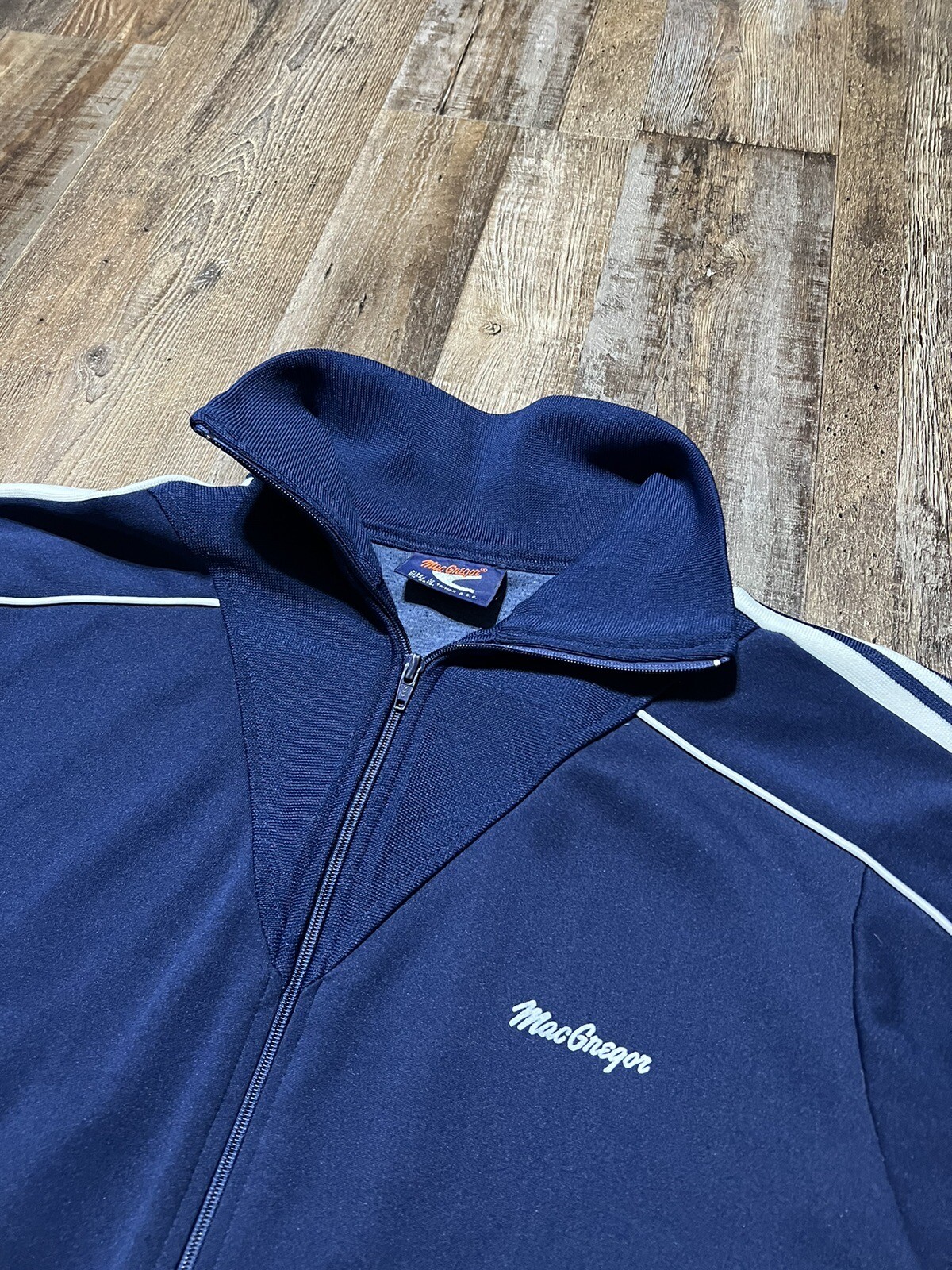 Vintage MacGregor Track Jacket Blue Full Zip 80s 90s VTG Golf Outerwear Large