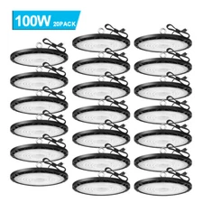 20 Pack 100W UFO LED High Bay Light Commercial Industrial Factory Shop Lights
