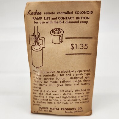 Kadee HO B-9 RC Solonoid Ramp Lift and Contact Button NOS NIP 1960s 