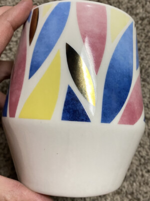 Edible Arrangement Extra large Coffee Tea mug multi color Gold handle No Issues