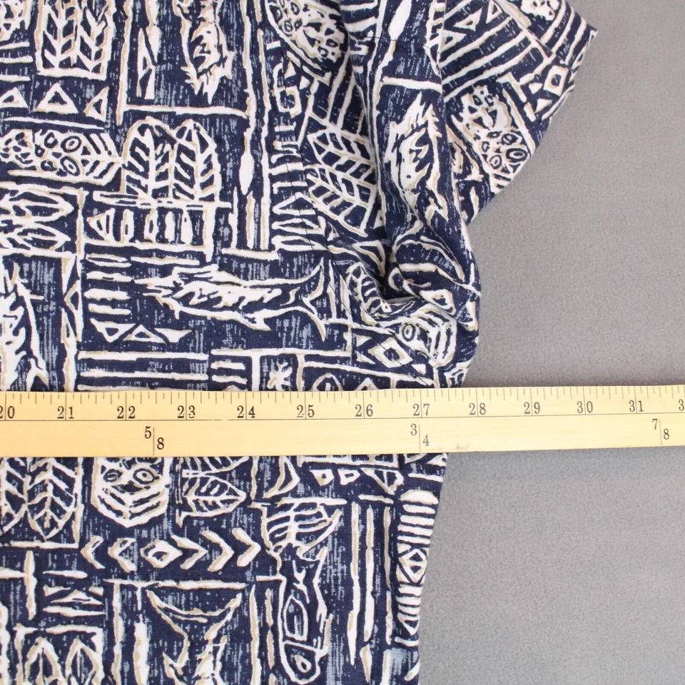 Eddie Bauer Shirt Mens Size XLT Tall Blue Graphic Button Up Linen Blend Hawaiian - Image 4 of 4