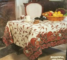 NEW- Leacock- Thanksgiving "Bountiful" Turkey Tablecloth- 52 x 70" MADE IN USA
