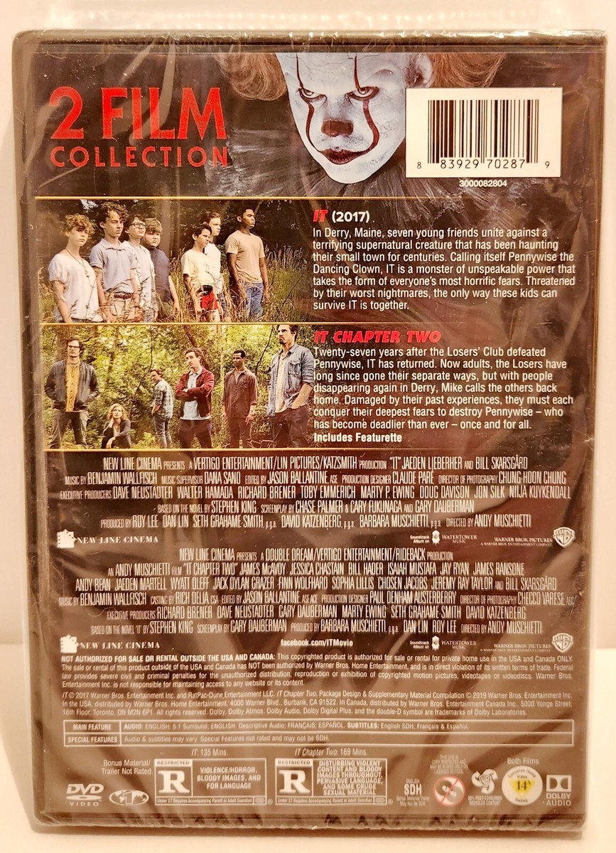 It - 2 Film Collection DVD - 2 Movie Set Stephen King Horror 2017