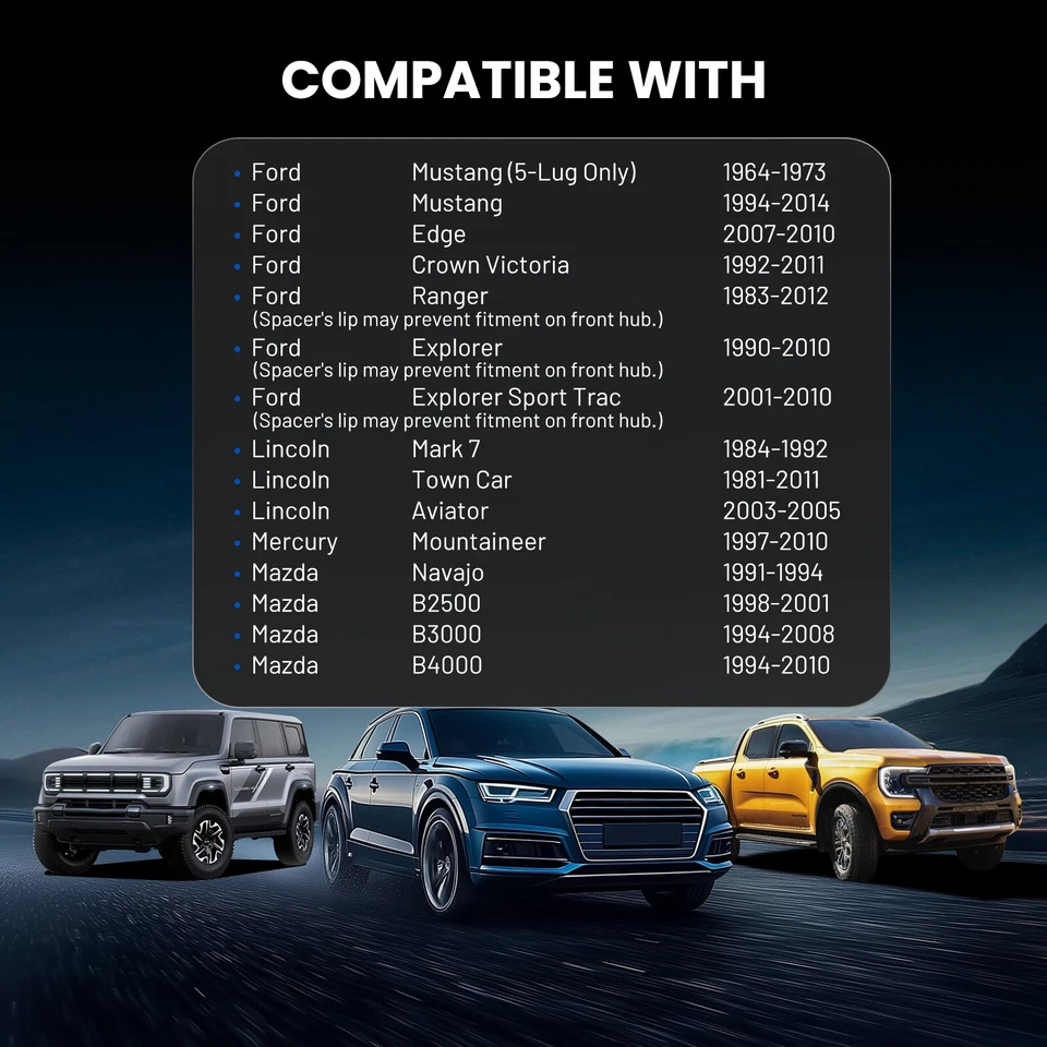 4 espaciadores de rueda centrados en el cubo de 1,25" 5x4,5 para Ford Mustang Crown Victoria Edge Foto 4 de 4