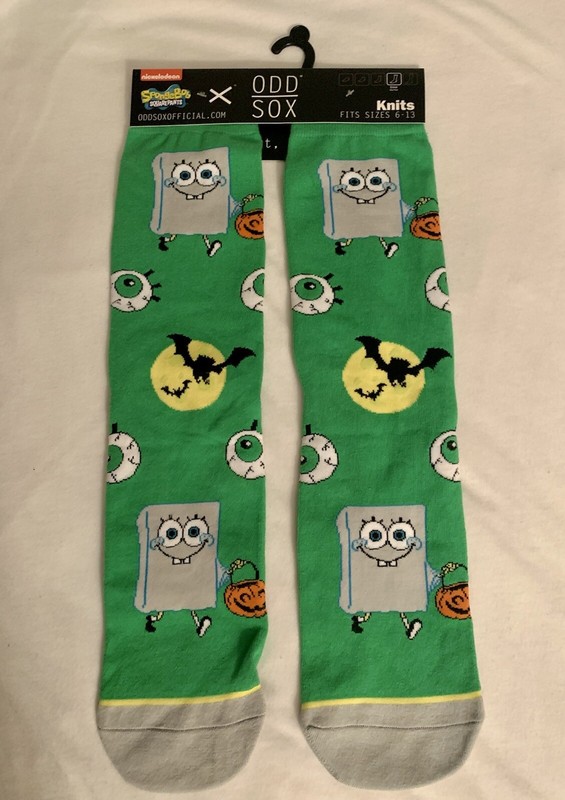 ODD SOX Halloween SpongeBob  Men's Crew Socks Knits, Fits Sizes 6-13