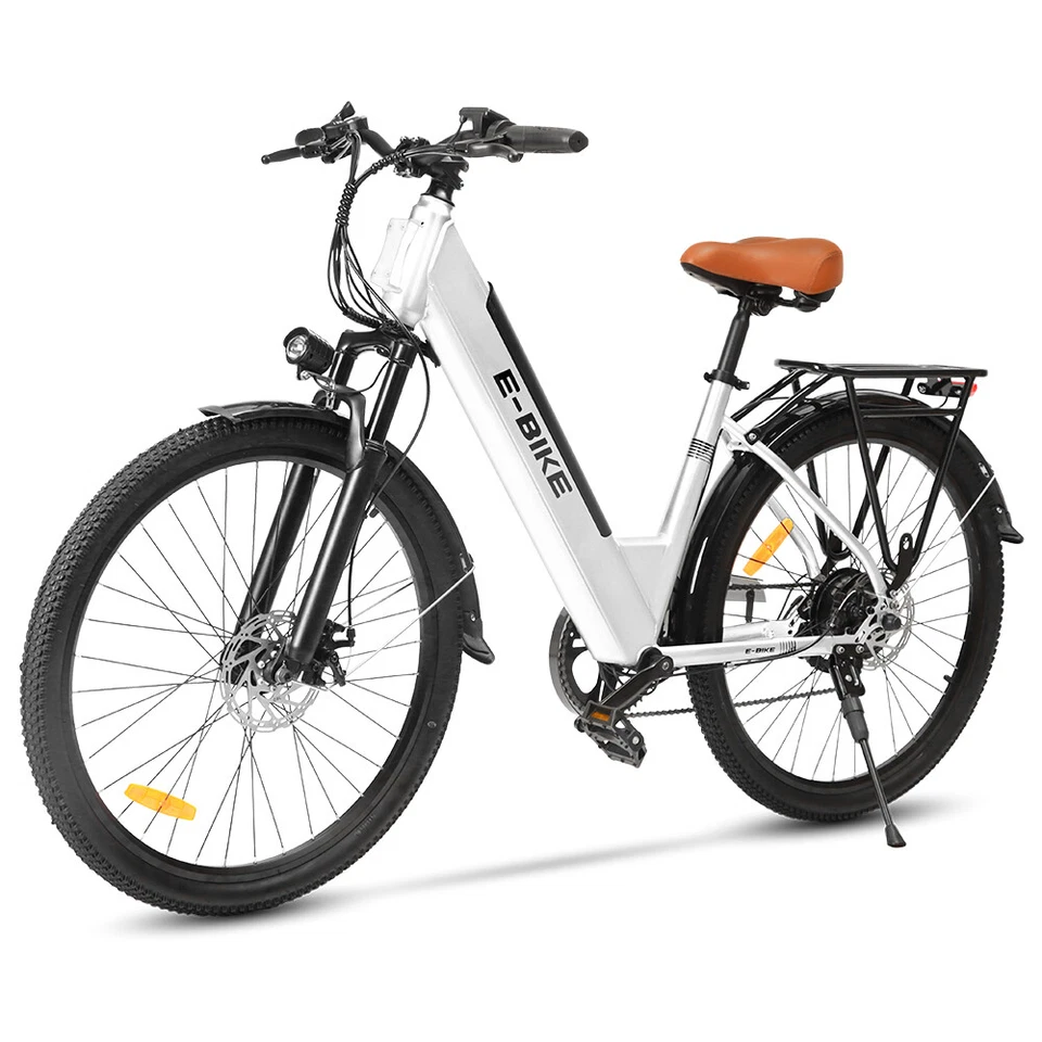 NUEVA 26"" Bicicleta Eléctrica para Adultos 750W Blanca Motor Bicicleta de Ciudad Bicicleta Eléctrica de Cercanías Foto 3 de 4