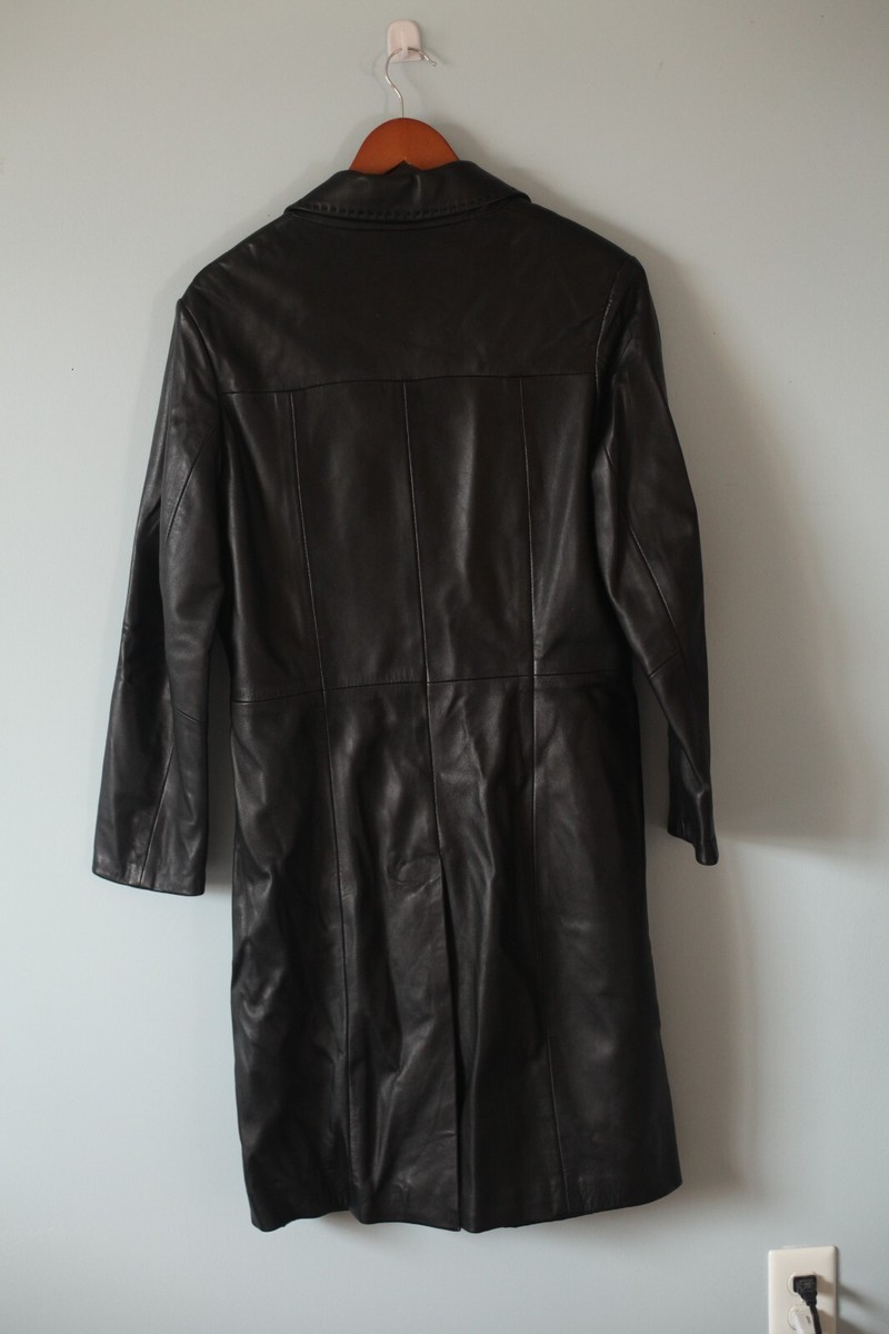 Oakwood Y2K Medium Sheepskin Leather Jacket Coat Black Button Long