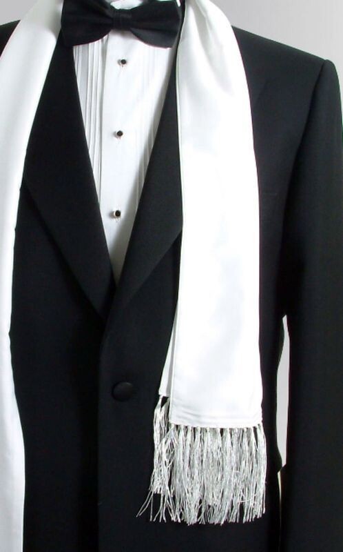 men's formal dress scarf Evening Scarf in White Silk Satin